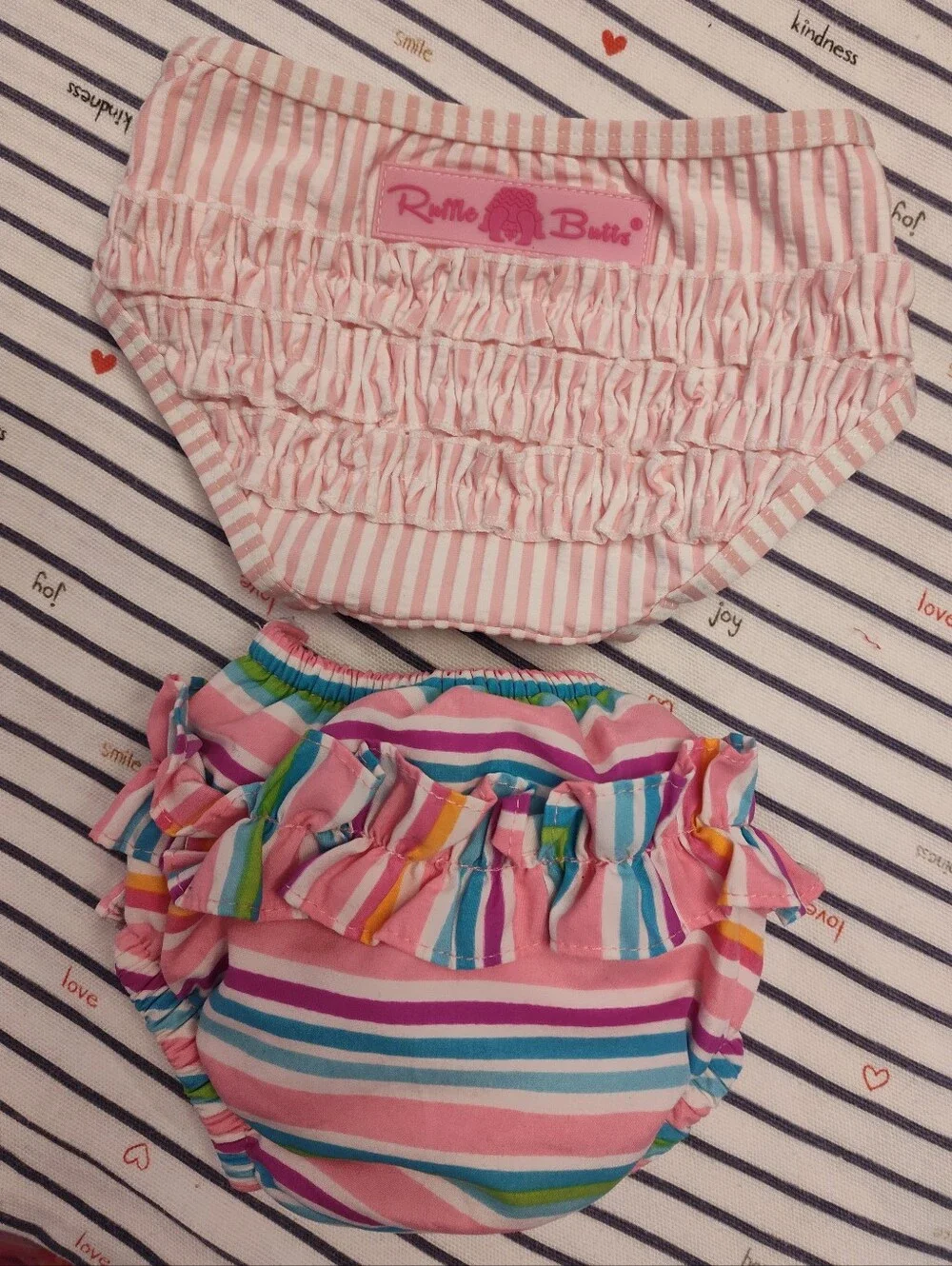 Ruffle Butts Pink Striped & Rainbow Striped Diaper Covers